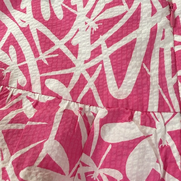 Lilly Pulitzer Mini Skirt Size 0 Pink And White Dragonfly Print Scalloped EUC - Picture 3 of 10